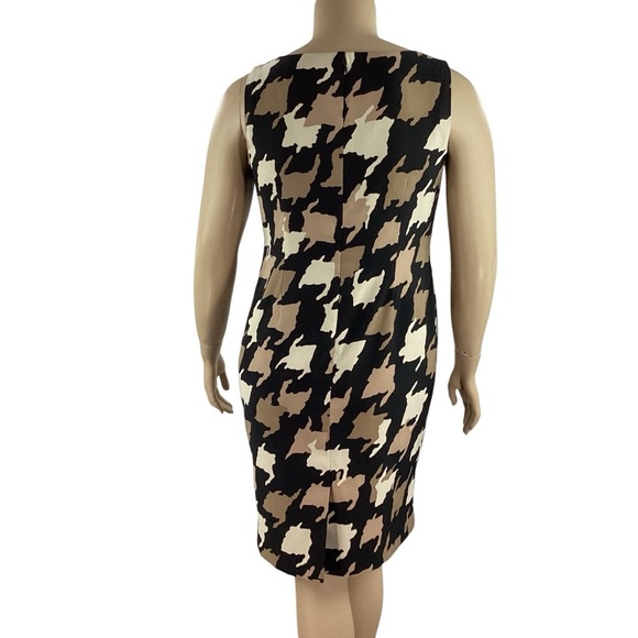 Jones Studio Sleeveless Sheath Dress Abstract Print Black Tan 12 - Picture 5 of 7